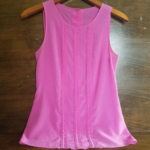Banana Republic Pink Pleated Front Silk Tank